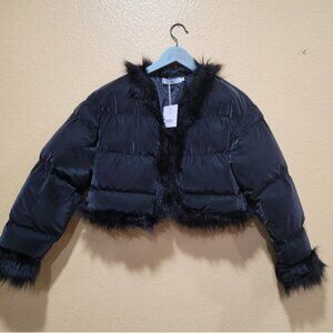 NWT Adika cropped bomber jacket with faux fur